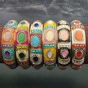 Resim Çift Bileklik Çin Cloisonne Bilezik, Geleneksel Şakayık Desenli Klasik Vintage Kadın El Bileziği Takı Hediyesi 