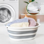 Resim LA-550 Katlanabilir Çamaşır Sepeti Akordiyon Katlanır Sele Sepet Silikon Çamaşır Sepeti 40 L 