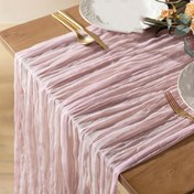 Resim 1 adet Bohem Tarzı Gauze Masa Koşusu, Polyester Düz Renk Dikdörtgen, Dokuma Peynir Bezi, Düğün, Gelin Duşu, Yaz Dekoru, Şükran Günü Tatili için 