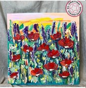 Resim Uretti - Özge 6766 - Yağlı Boya Gelincik Tablo 40 X40 Cm 