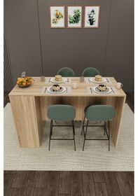 Resim Asra Trend Mutfak Adası MA-04 %100 MDF Dolaplı Yemek ve Bar Masası Sonoma 