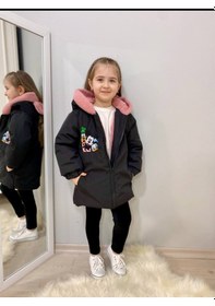 Resim Modagard Kız Çocuk Yağmur Rüzgar Soğuk Geçirmez İçi Peluş Mont Siyah 