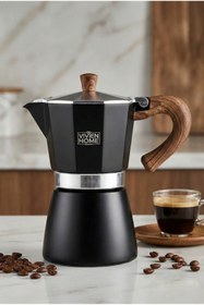 Resim Vivien Home Mokapot 6-cup Coffeehutt Bigg Coffee Kahve Demleme Kahve Ekipmanı Italyan Filtre Kahve Makinesi 