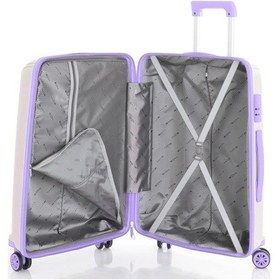 Resim Mçs 3lü Set Kırılmaz Silikon Seyahat Valizi Bavulu V305 Kemik Lila Bej 