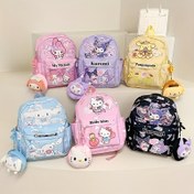 Resim Sanrio hello kedi ve for my melody için hafif oksford sırt çantası - ultra ince, yüksek kaliteli, ayarlanabilir askılar ve zarif şirinlikler, siyah, sevimli sırt çantası 