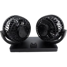 Resim Mega Oto Market Araç İçi Torpido Üstü 2li Vantilatör Oto Pervane 5 inç 12 Volt ile Uyumlu Çakmaklık Girişli 