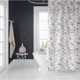 Resim Zethome Banyo Duş Perdesi 5705 Mavi 180x200 Perde Borusu Askı Aparatı 120x200 Hediyeli 