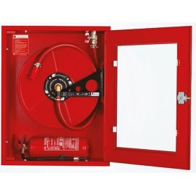 Resim Alperen Öztürk 1" Dik Kapaklı Cam Kapak 30 mt Hortumlu 0.90 mm Yangın Dolabı Tse' Li Sıva Üstü 