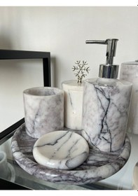 Resim Leylak 5'li Banyo Seti Beyaz - Gri 