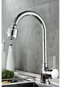 Resim 3 Fonksiyonlu Oynar Başlıklı Krom Çubuk Kol Mutfak Evye Bataryası Krom 