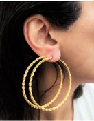 Resim GOLD KAPLAMA KALIN BURGU MODEL 60 MM HALKA KÜPE-00HK90 Çok Renkli 