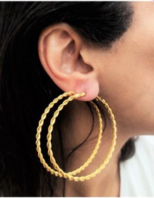 Resim GOLD KAPLAMA KALIN BURGU MODEL 60 MM HALKA KÜPE-00HK90 Çok Renkli 