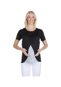 Resim Luvmabelly Maternity 3502 Siyah Pamuklu Lohusa Emzirme Bluz 