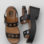 Resim Bueno Shoes Siyah Khv Deri Kadın Dolgu Topuklu Sandalet 01wu8105 