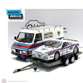 Resim 1:18 Fiat 242 + Trailer + Lancia 037 Martini Röhrl Monte Carlo Rally 1983 