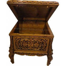 Resim Maraşmarket Ceviz Oyma Sehpa - Sandık 