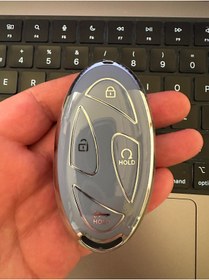 Resim emii auto spare parts Hyundai Yeni Kona Tucson Ioniq Staria Anahtar Kılıfı Mavi/gümüş 7 Tuşlu Model 