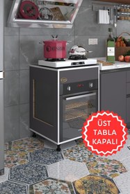 Resim Kenzlife Ankastre Modülü Kabini Tilkowski3 Gri 85*60*56 Fırın Ocak Dolabı Ayarlı Ayaklı Üstü Kapalı 