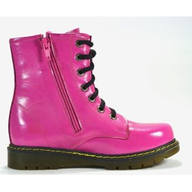 Resim Bayrak Hakiki Deri Pembe Fermuarlı Kız Çocuk Postal Bot Pembe 