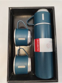 Resim OMZ 3 Bardaklı termos İçecek 500 ml Paslanmaz Çelik Siyah 6 saat 