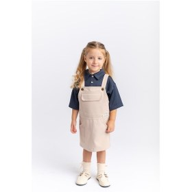 Resim Oliventhekid Gabardin Jile Kız Çocuk Elbise Bej Bej 