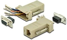 Resim DIGITUS D-Sub 9 - RJ45 Adaptör - Kendiniz Montaj için Bağlantı - Soketten Sokete - RS-232 - RS-485 - PVC Gövde 