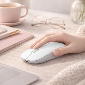 Resim Sneezy Dual Mode Kablosuz Mouse Bluetooth USB Dongle Çoklu Cihaz Destekli Şarjlı ve Sessiz Kullanım Beyaz 