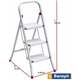 Resim Saraylı Pratik Metal Merdiven Beyaz 3 Basamaklı Diğer 