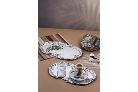 Resim Gümüş Artnova işleme Desenli Kahve-Çay Sunum ve Servis Tepsisi 3 Adet 