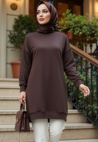 Resim N.S NEVA STYLE Koyu Kahverengi Tesettür Tunik 30644KKH 