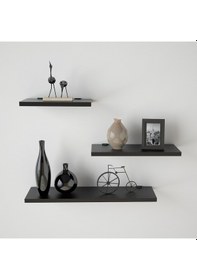 Resim Robinhome Robin Home Raffi 3'Lü Uçan Raf Duvar Rafı Siyah 