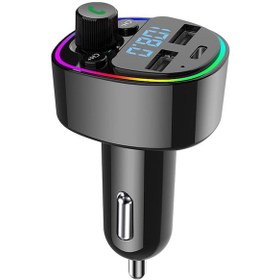 Resim Ranyeek Araç Bt 5.0 Fm Transmitörü, Çift Usb 3.0 Şarj, 7 Renkli Işık, Tf/usb Çalma, Gerçek Zamanlı Voltaj Göstergesi Döndürme Düğmeli 