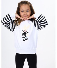 Resim Toontoy Kız Çocuk Nakışlı Sweatshirt Beyaz 