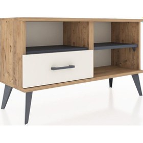 Resim Arges Şifonyer 2 Raflı Tek Çekmeceli 88x30x48 Çam-antrasit/aytaşı Antrasit/aytaşı 