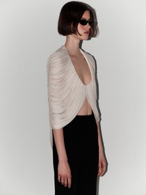 Resim Hand-Embellished Silk Tulle Bolero Top in White - 36 / White 