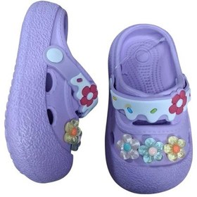 Resim Calx Kız Çocuk Çiçek Figürlü Kaydırmaz Taban Terlik Sandalet Bnt8160 Mor 