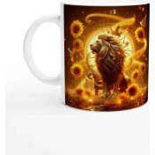 Resim Aslan Burcu Baskılı Kahve Kupası - Elementsel Doğa Krallığı Temalı Vs3 