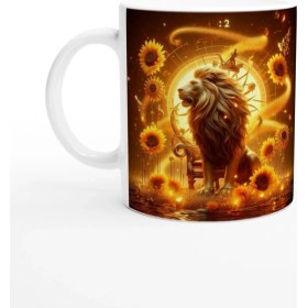 Resim Aslan Burcu Baskılı Kahve Kupası - Elementsel Doğa Krallığı Temalı Vs3 