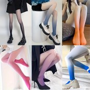 Resim Kadınlar için 1 Çift Renkli Şeffaf Tayt, İnce Gökkuşağı Serisi, Yaz Trendi Taytlar, Ombre Tasarımıyla, Naylon %89.0, Spandex %11.0, Örgü Kumaş, Elde Yıkanabilir, Moda Taytlar|Pastel Ombre Taytlar|Görünüşte Şeffaf 
