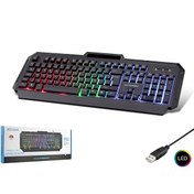 Resim Hadron HDX2605 Türkçe-Q FN Multimedia Gökkuşağı Ledli Telefon Standlı 1.40 M USB Kablolu Oyuncu Klavyesi Siyah 