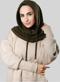 Resim Hürrem Bone Haki Bağcıklı Salaş Balaklava Boyunluklu Bere Triko Düz 2326 09 Haki 