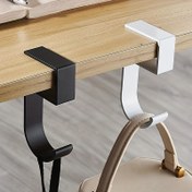 Resim Alüminyum Masaüstü Kanca Organizatör - Delme Gerektirmeyen Kapı Montajlı Kaymaz Tasarım, Minimalist Siyah & Beyaz Ofis ve Öğrenci Masası Düzenleyici, Ev ve Profesyonel Kullanım İçin Çanta Saklama Çözümü, Kolay Kurulumlu Çok Amaçlı Kancalar ile Çalışma Alanınızı 12 Ay Boyunca Tertipli Tutun 