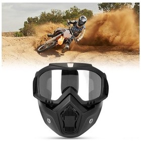 Resim Pazly Şeffaf Motosiklet Yüz Maskesi Ağız Filtreli Gözlük, Açık Yüz Kaskı İçin Motokros Koruyucu Şeffaf 