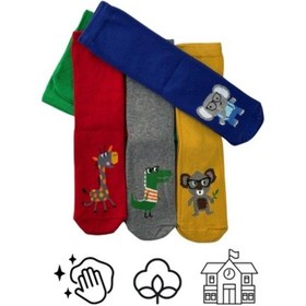 Resim Ragi Store 7'li Hayvan Figürlü Renkli Unisex Çocuk Penye Soket Çorap Çok Renkli 