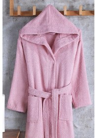 Resim Pamuklu Kapşonlu Genç Bornoz Unisex Garson Boy Bornoz 001 