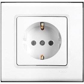 Resim Viko Linnera Topraklı Priz Beyaz Çerçeveli 