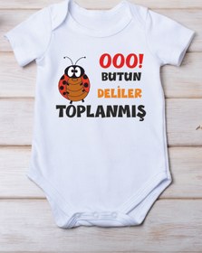 Resim SPACE DRESS Ooo Bütün Deliler Toplanmış Baskılı Pamuk Bebek Zıbını 