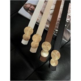 Resim Fiori 4'li Yuvarlak Gold Toka Kadın Kemeri, Pantolon Kemeri, Ceket Kemeri, Elbise Kemeri, Gömlek Kemeri 
