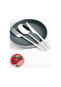 Resim Gökdil Asya Silver 18 Parça 6 Kişilik Sade Çatal & Kaşık & Bıçak Yemek Takımı Ekru 