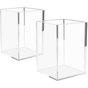 Resim Ganzhoushop Akrilik Kalemlik 2 Paket, Şeffaf Masaüstü Kalemlik Bardak Kırtasiye Düzenleyici 